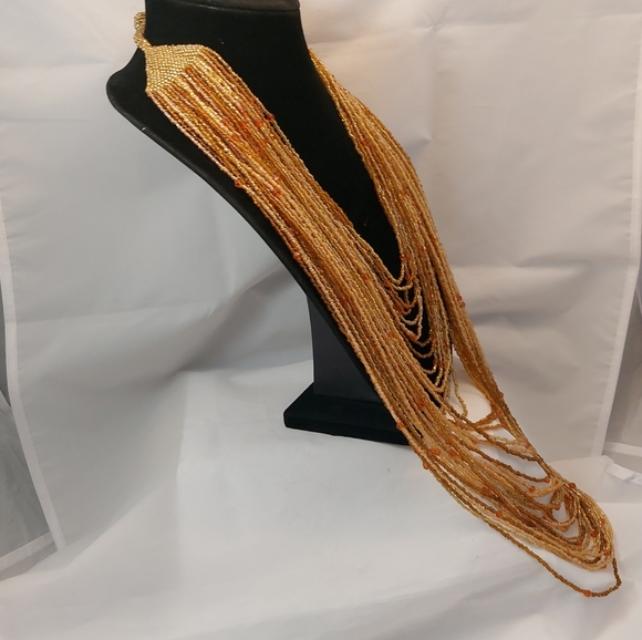 Vtg 32" long 40 strands beaded bib necklace - Picture 8 of 14